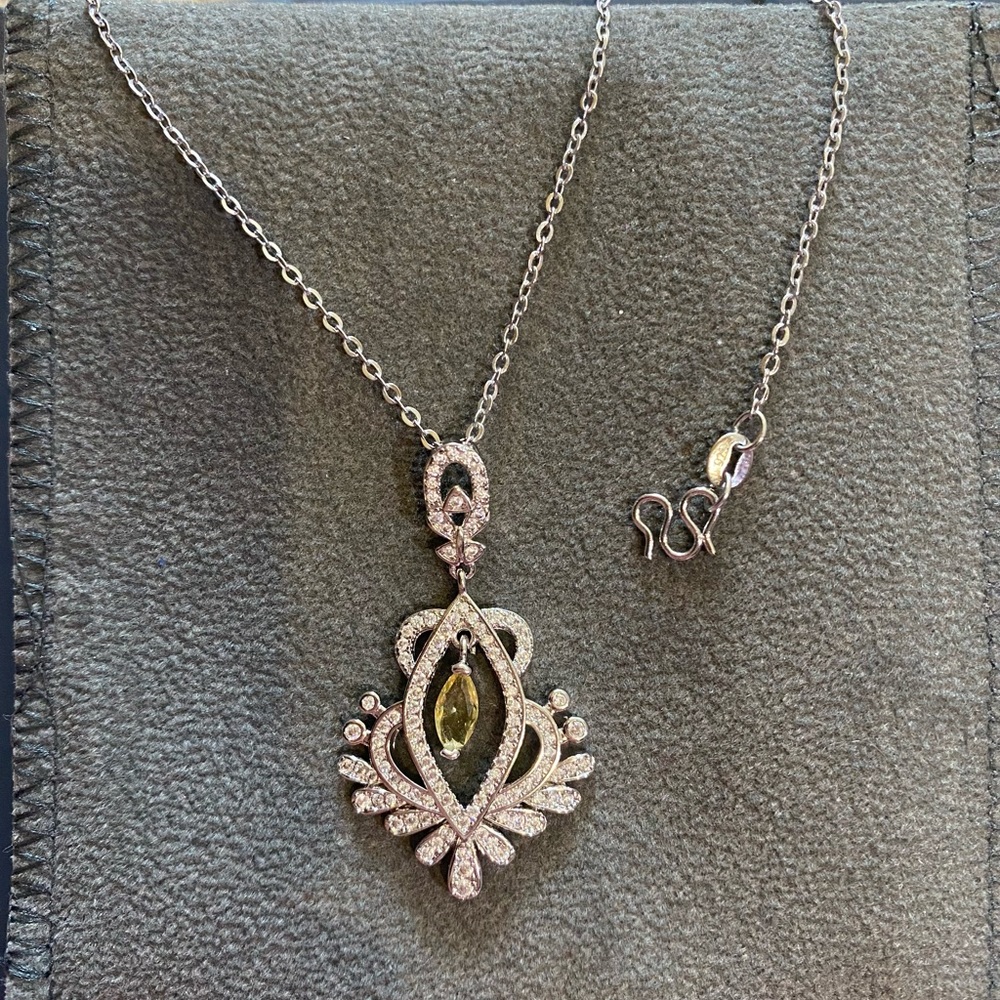 Sterling silver necklace with yellow stone